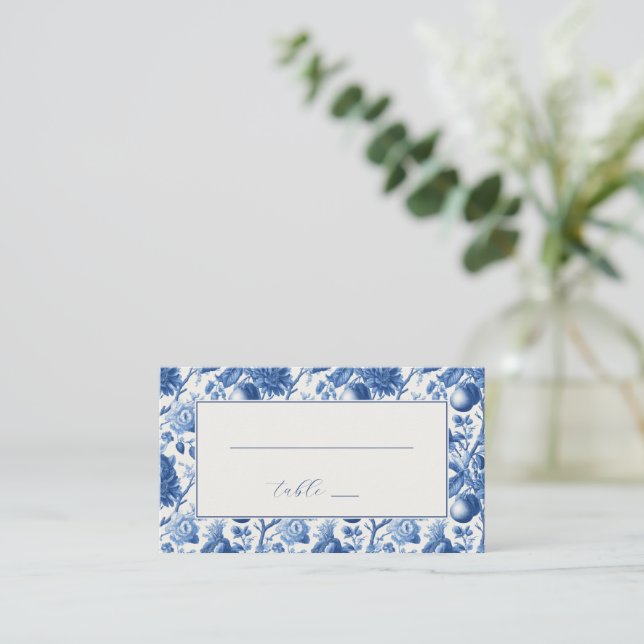 Carte De Placement Elegant Blue Floral Border (Debout devant)