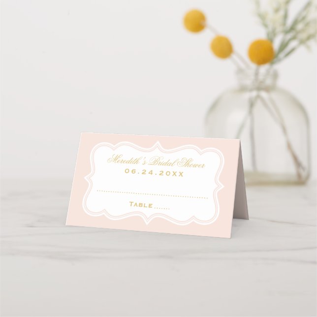 Carte De Placement Elégant Blush et Fête des mariées Mariage or (Devant)