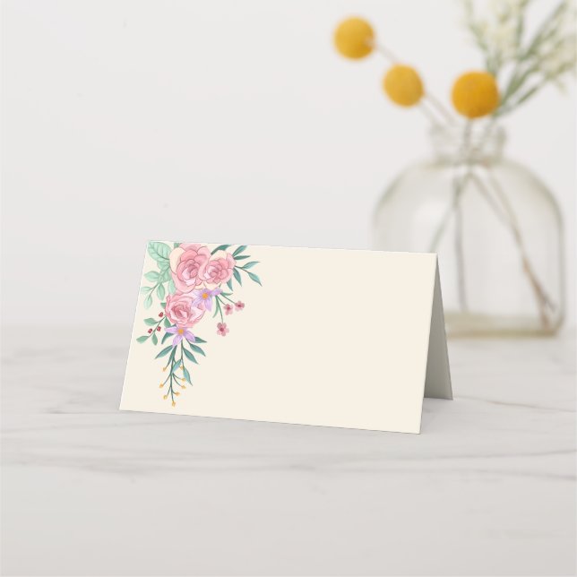 Carte De Placement Elégant Boho Blush Rose Aquarelle Mariage Floral (Devant)