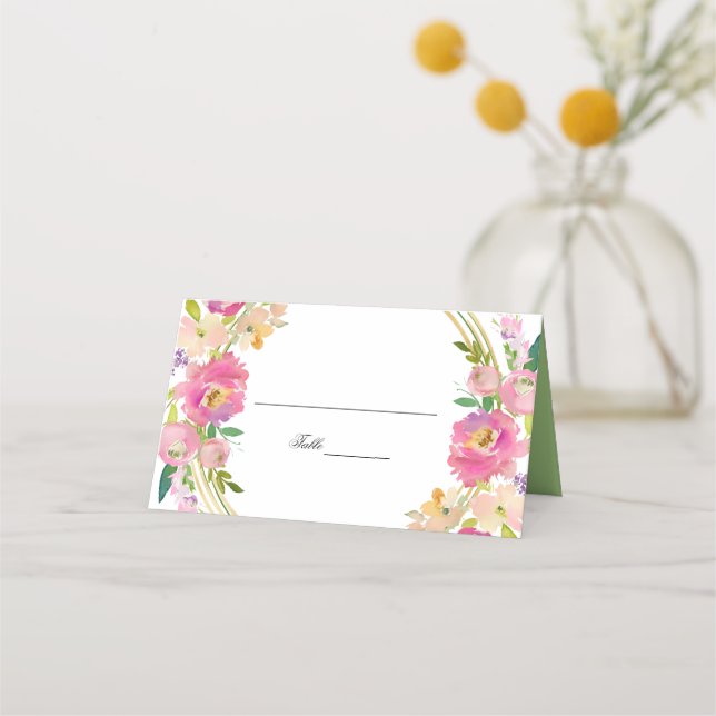 Carte De Placement Élégant Boho de printemps Blush Floral (Devant)