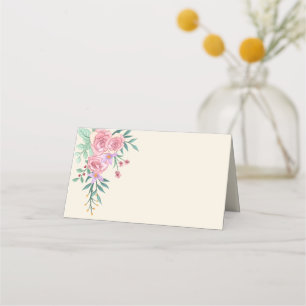 Carte De Placement Élégant Boho Rose Pâle Floral Aquarelle Mariage