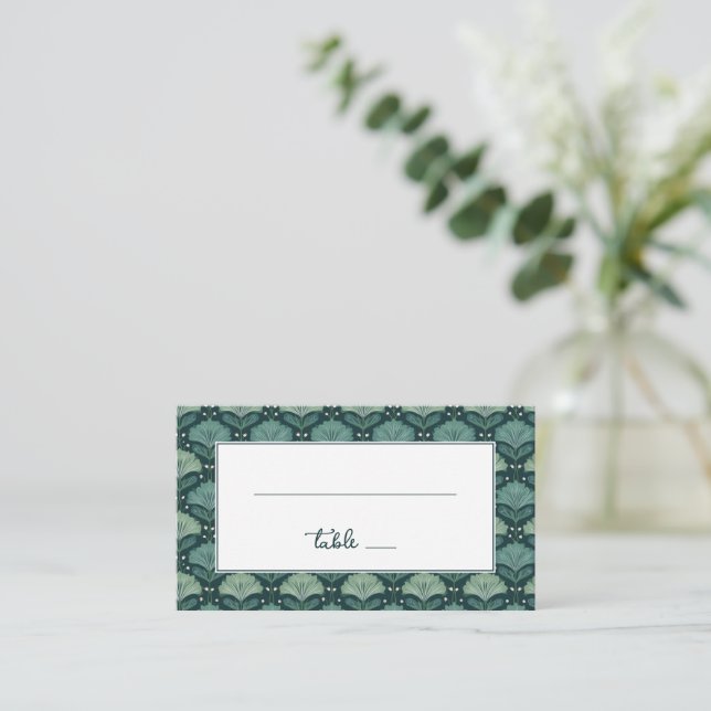Carte De Placement Élégant botanique sarcelle (Debout devant)