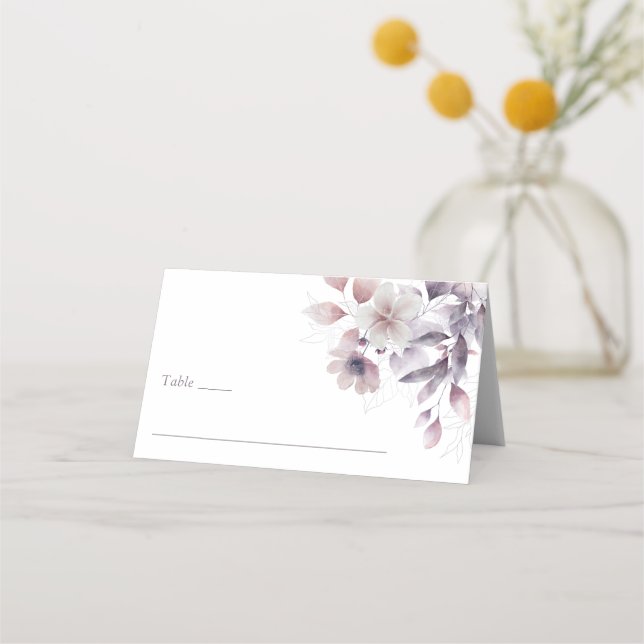 Carte De Placement Élégant Botanique Violet (Devant)