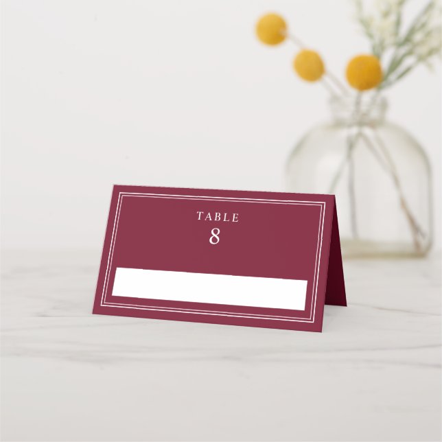 Carte De Placement Elegant Burgundy Wedding (Devant)