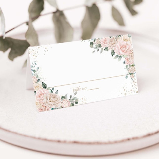 Carte De Placement Élégant Champagne Blush ivoire Floral Mariage (Créateur téléchargé)