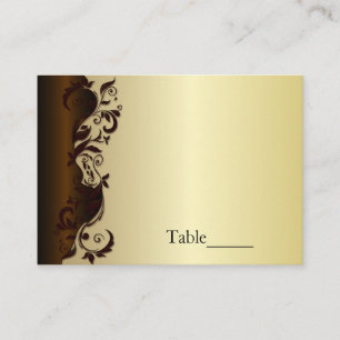 Carte De Placement Élégant Chocolat Brown et or Mariage floral