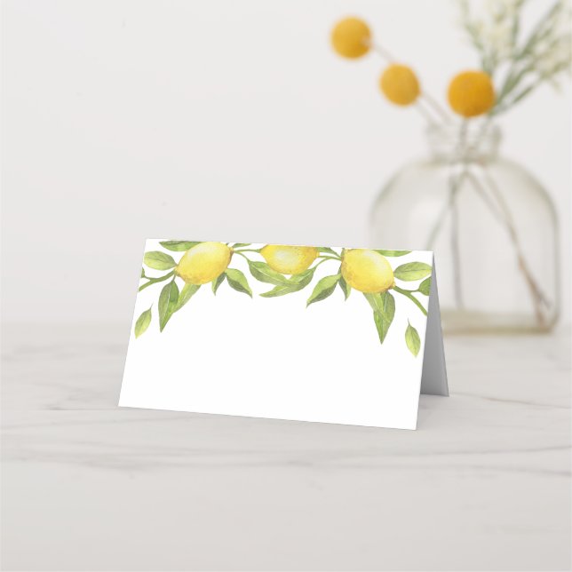 Carte De Placement Elégant citrons Aquarelle Mariage (Devant)