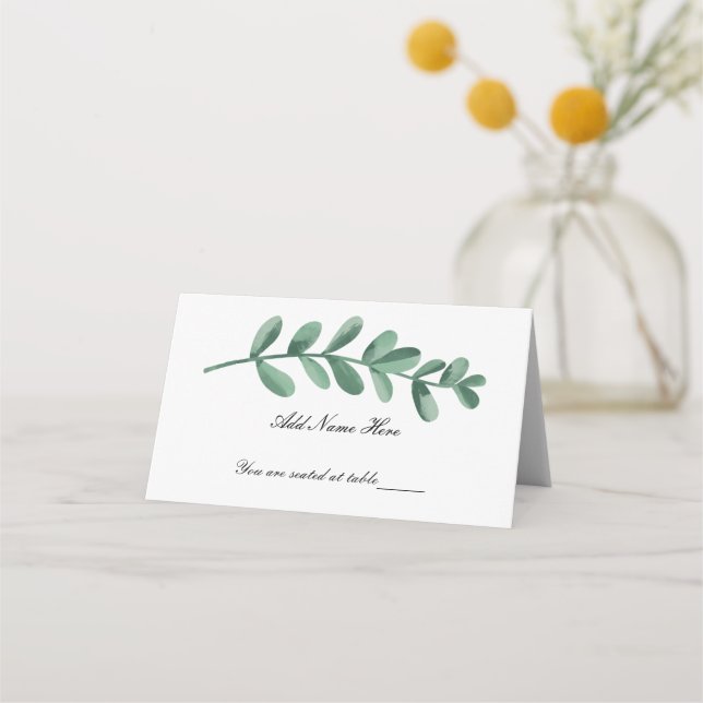 Carte De Placement Elégant Classic Aquarelle Green Feuilles Table (Devant)