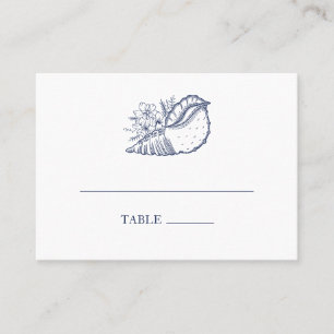 Carte De Placement Elégant Classy Navy Seashell Beach Wedding Escort
