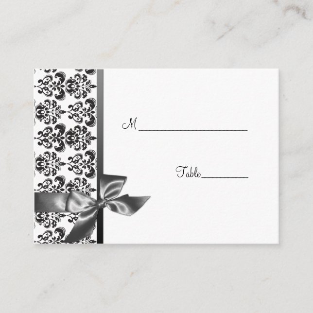 Carte De Placement Elégant Damask et Bow Table Place Card (Devant)