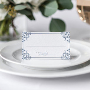 Carte De Placement Elégant Dusty Blue Mariage Vintage Classic