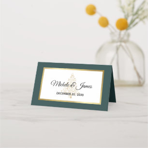 Carte De Placement Élégant Emerald Green Gold Mariage