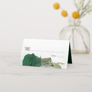 Carte De Placement Élégant Émeraude Vert Rose Mariage Inscription