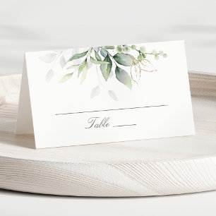 Carte De Placement Elégant Eucalyptus Feuille Mariage or vert
