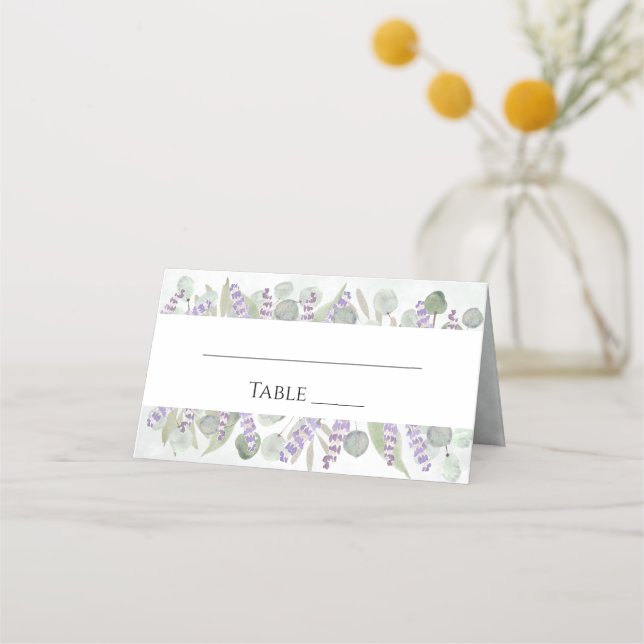 Carte De Placement Elégant Eucalyptus & Lavender Rustic Boho Mariage (Devant)