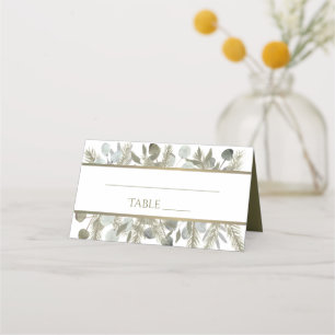 Carte De Placement Elégant Eucalyptus & Pine Sage Green Mariage or