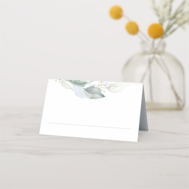 Carte De Placement Elégant Eucalyptus Verdure Dusty Blue Mariage (Devant)