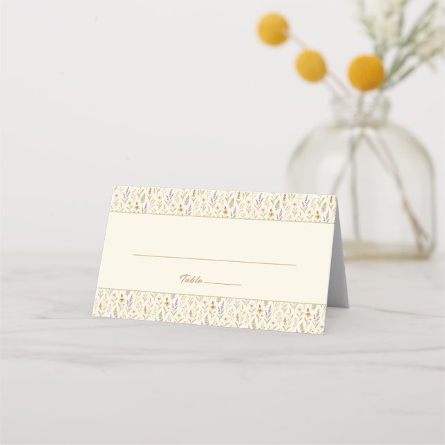 Carte De Placement Elégant Fleur sauvage aquarelle Mariage floral (Devant)