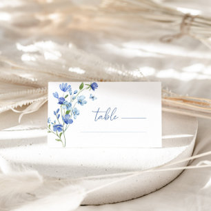 Carte De Placement Elégant Fleur sauvage bleu Dusty Mariage