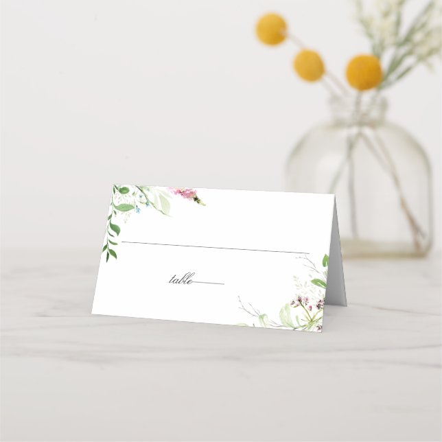Carte De Placement Élégant Fleur sauvage Mariage botanique floral (Devant)