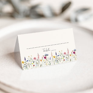 Carte De Placement Élégant Fleur sauvage Mariage crème pâté