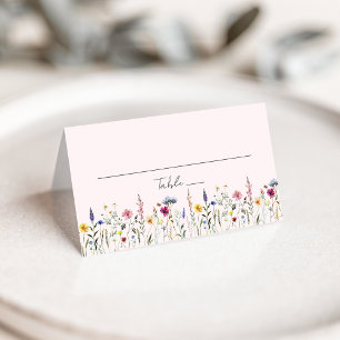 Carte De Placement Élégant Fleur sauvage Meadow Blush Pink Mariage