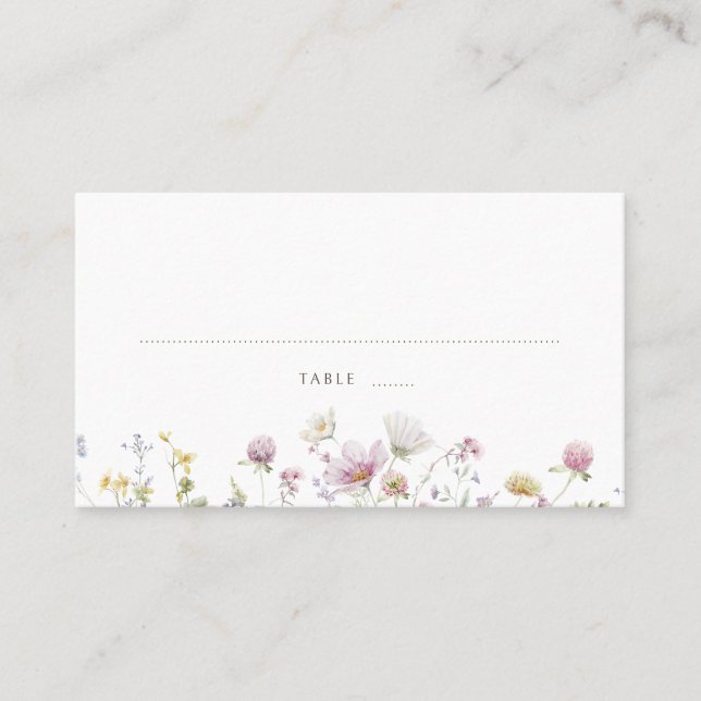 Carte De Placement Élégant Fleur sauvage Pastel Soft Mariage botaniqu (Devant)