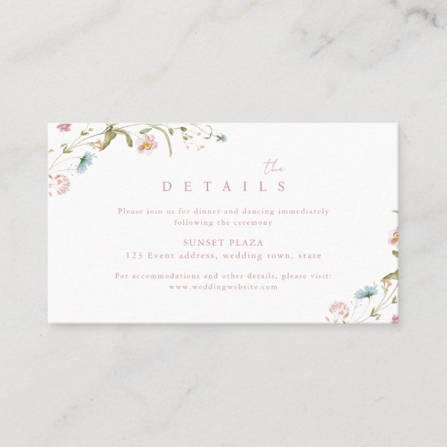 Carte De Placement Elégant Fleur sauvage Rustic Boho Détails du Maria (Devant)