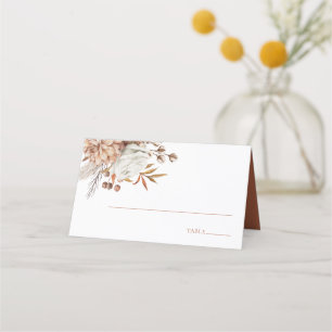 Carte De Placement Élégant Fleurs d'Aquarelle orange brûlée