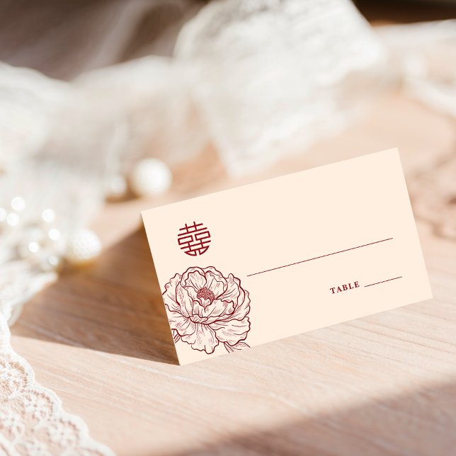 Carte De Placement Elégant floral Double Xi Siège Table Carte Place (Elegant Floral Double Xi Seating Table Place Card)