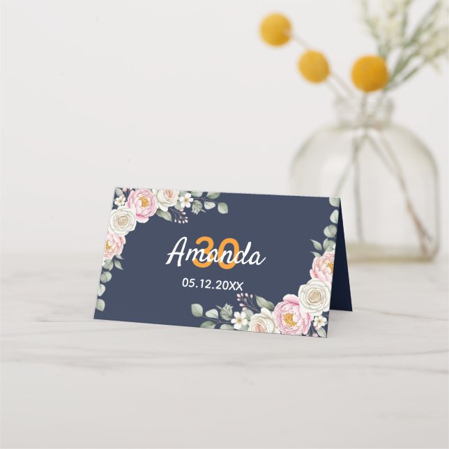 Carte De Placement Elegant Floral Place Card and Table Number Tent (Dos)