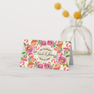 Carte De Placement Elégant Floral Rustic Chic Kraft Table Siège