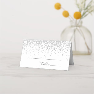 Carte De Placement Elégant Glam White Parties scintillant argent Anni