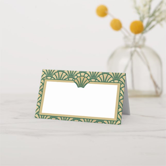 Carte De Placement Elegant Gold Green Art Déco Mariage événement (Devant)