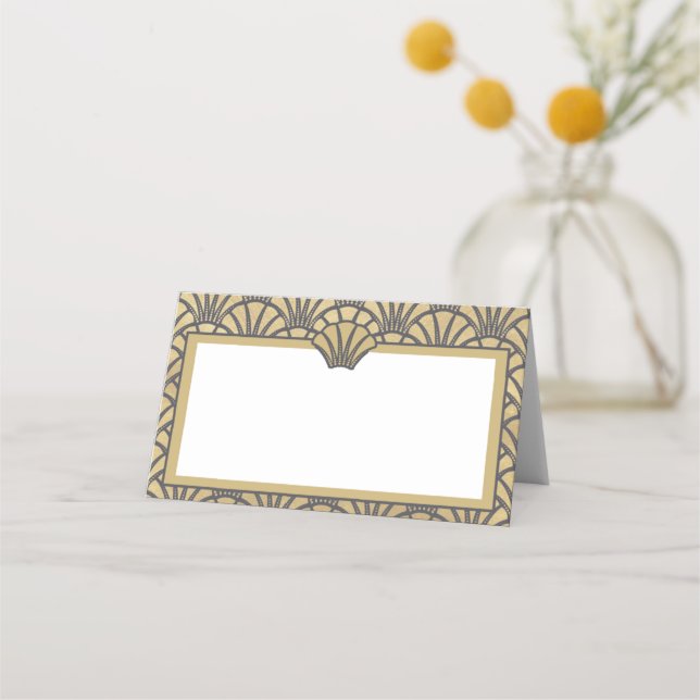 Carte De Placement Elegant Gold Grey Art Déco Mariage événement (Devant)