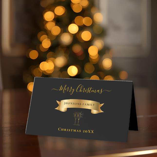 Carte De Placement Elegant Gold Merry Christmas Personalized  (Créateur téléchargé)
