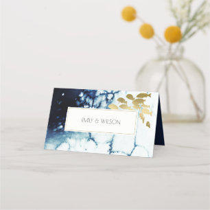 CARTE DE PLACEMENT ELÉGANT GOLD NAVY SOUS L'EAU MARIAGE POISSON DE ME