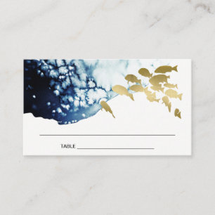 CARTE DE PLACEMENT ELÉGANT GOLD NAVY SOUS L'EAU MARIAGE POISSON DE ME