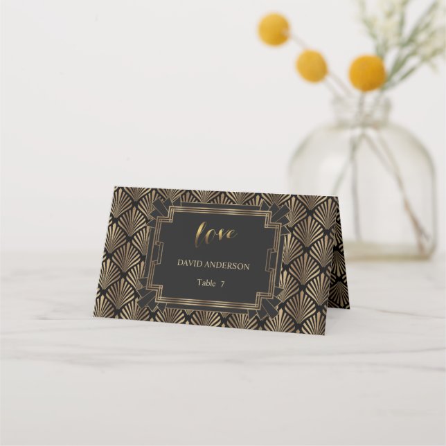 Carte De Placement Elégant Gold Roaring 1920's Great Gatsby Mariage (Dos)