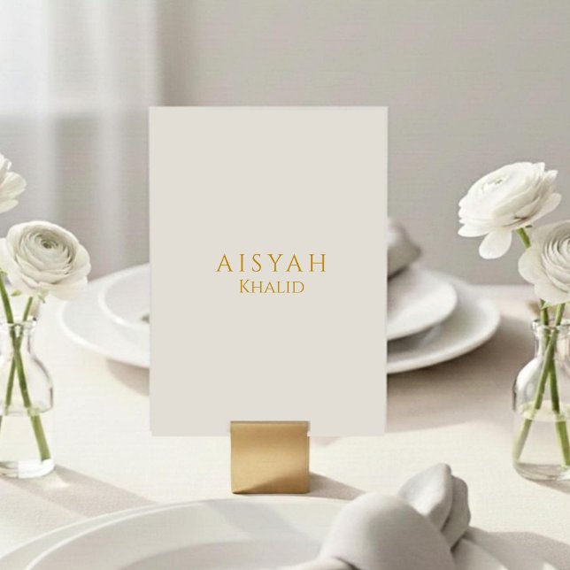 Carte De Placement Elegant Gold Script Islamic Wedding Place Card (Créateur téléchargé)