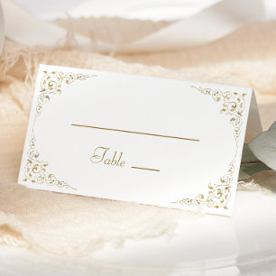 Carte De Placement Élégant Gold Script Vintage Mariage botanique