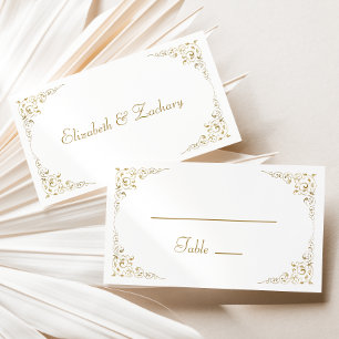 Carte De Placement Élégant Gold Script Vintage Mariage botanique
