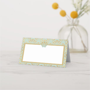 Carte De Placement Elégant Gold Turquoise Art Déco Mariage Événement