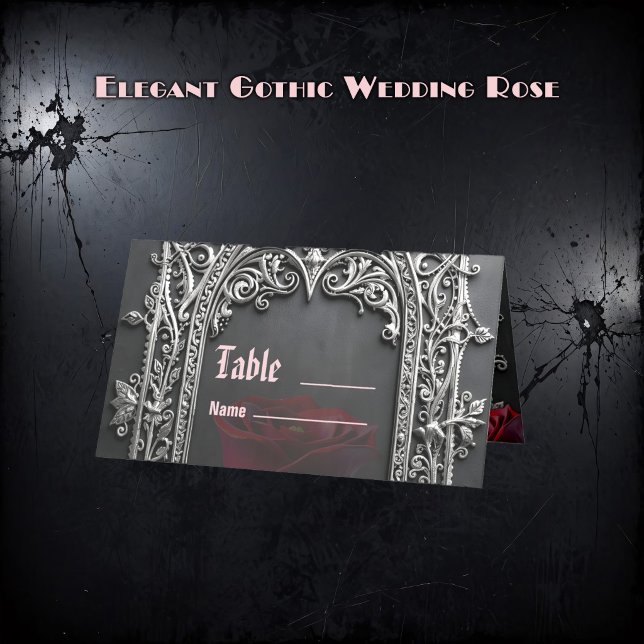 Carte De Placement Elegant Gothic Wedding Rose Frame (Créateur téléchargé)