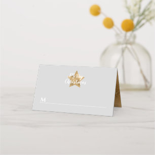 Carte De Placement Élégant Gris Faux Gold Star Joyeux Noël