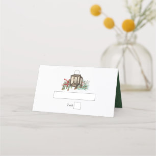 Carte De Placement Élégant hiver Pins rustique Mariage de lanterne