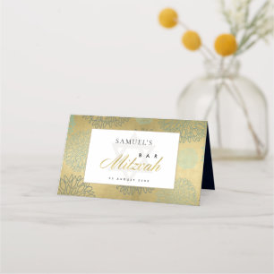 CARTE DE PLACEMENT ÉLÉGANT LUX NAVY GOLD DAHLIA FLORA BAR BAT MITZVAH
