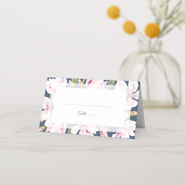 Carte De Placement Elégant Magnolia Mariage Table (Devant)