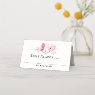 Carte De Placement Élégant Magnolias rose Mariage floral