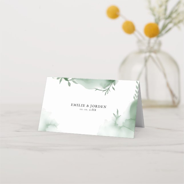 Carte De Placement Élégant mariage aquarelle de verdure d'eucalyptus (Devant)